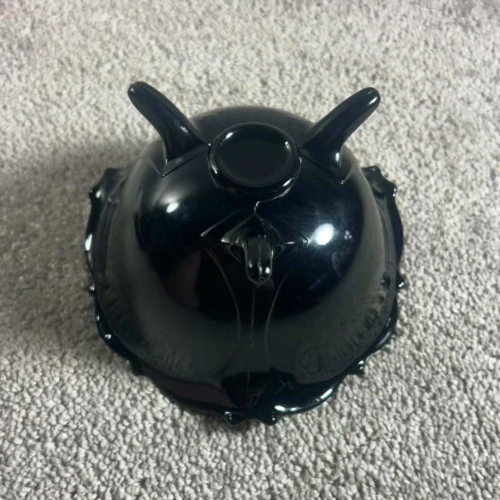 Le Smith Mt Pleasant Black Amethyst Glass 3 Footed Candy Dish Bowl